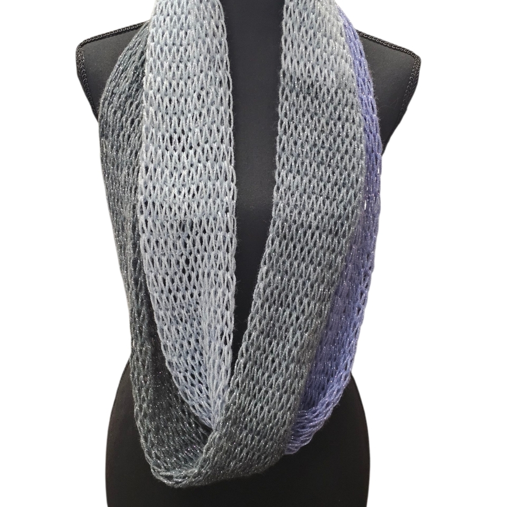 Cozy Gray and Purple Infinity Scarf. All Season Wear. Lightweight